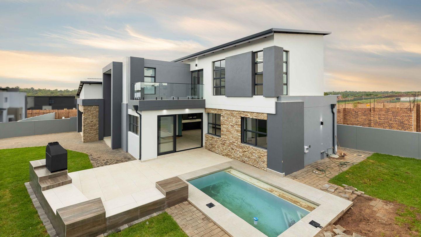 Completed modern residential home with pool